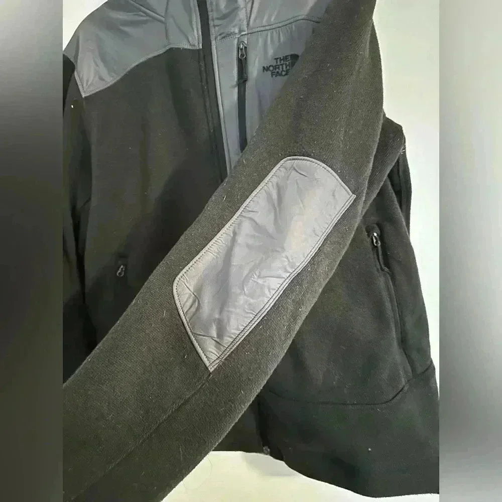 The North Face Gordon Anza Black Grey Full Zip Windbreaker Hooded zip up Fleece